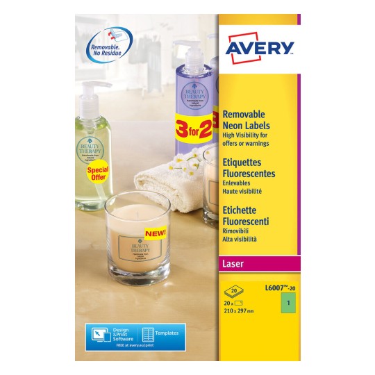 Étiquettes à codage amovibles Avery à couleur fluorescentes variées 