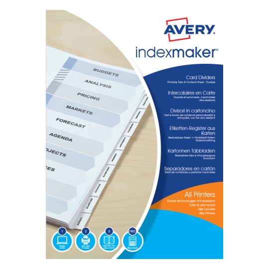 Avery - Intercalaire personnalisable 6 positions - A4 Maxi - polypropylène  résistant