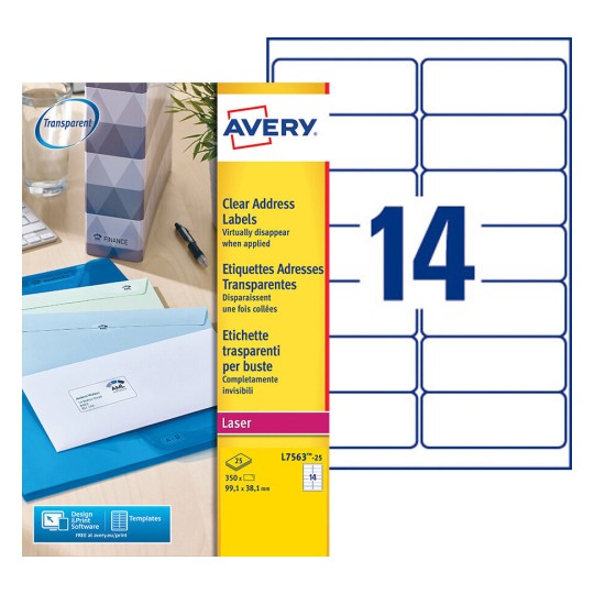 Avery L7567-25, Etichette adesive trasparenti lu…