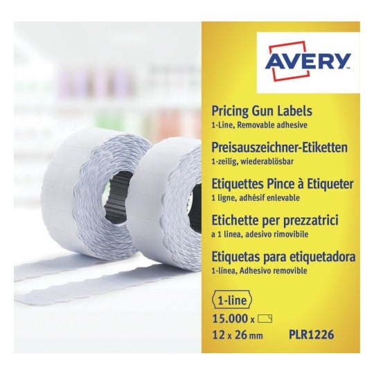 Avery PLR1226 étiquettes pour étiqueteuse enlevable, ft 12 x 26 mm