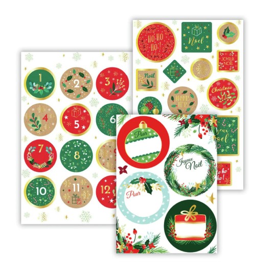 Étiquettes cadeaux de Noël Autocollants Rudolph & Co. Étiquettes  autocollantes de Noël rectangulaires personnalisées Feuille de 18 -   France