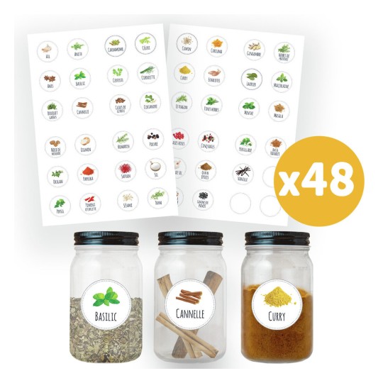 Avery - Étiquette de pot à épices - conteneur de stockage des aliments -  multicolore (pack de 48) - Notes repositionnables - Post-it - Carnets -  Blocs notes - Répertoires